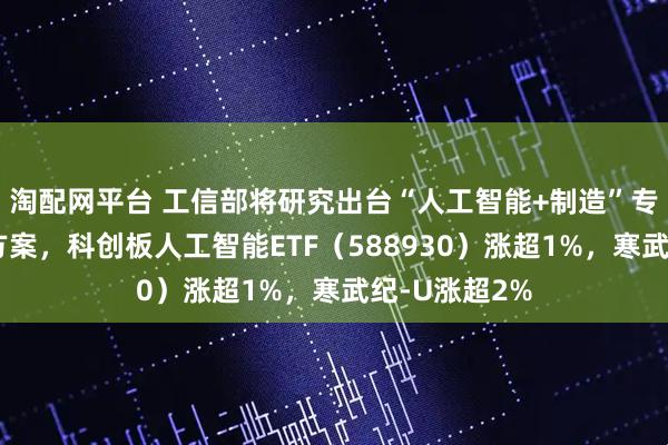 淘配网平台 工信部将研究出台“人工智能+制造”专项行动实施方案，科创板人工智能ETF（588930）涨超1%，寒武纪-U涨超2%