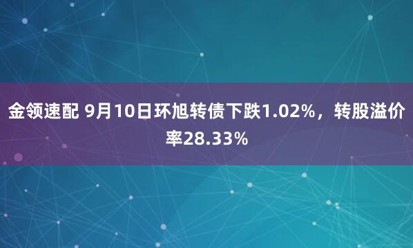 金领速配 9月10日环旭转债下跌1.02%，转股溢价率28.33%